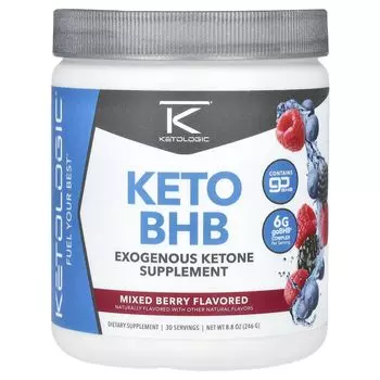 Keto BHB, ягодная смесь, 8,8 унции (246 г) Ketologic