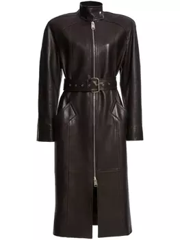 KHAITE кожаное пальто The Bobbie с поясом, черный