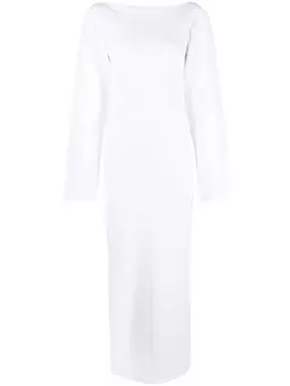 KHAITE платье миди Allegra в рубчик, белый