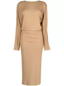 KHAITE платье миди The Trina с открытой спиной, коричневый