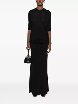 KHAITE толстовка тонкой вязки с V-образным вырезом, черный