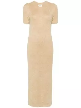 KHAITE трикотажное платье Helen с короткими рукавами, серый