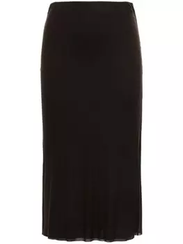 KHAITE юбка миди в рубчик, коричневый