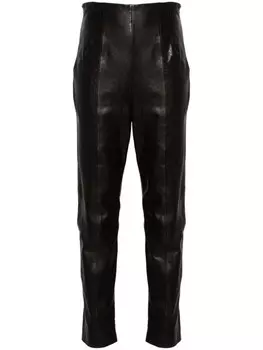 KHAITE зауженные кожаные брюки, черный