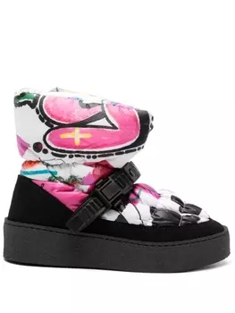Khrisjoy graphic-print padded boots, розовый
