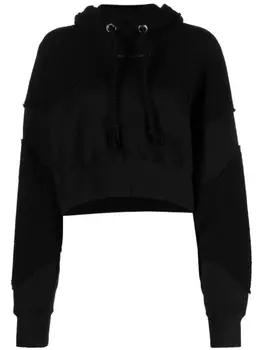 Khrisjoy logo-print cotton cropped hoodie, черный