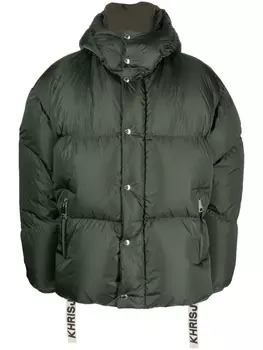 Khrisjoy пуховик на кнопках, зеленый