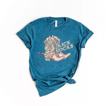 Kick Rocks Boots Футболка с короткими рукавами и графическим рисунком Simply Sage Market, цвет Teal