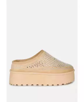 Kickles Классические слипоны на платформе с декоративными стразами London Rag, коричневый/бежевый