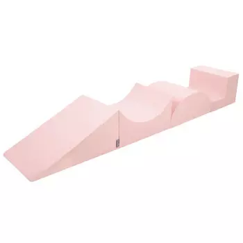 KiddyMoon Детская площадка из пенопласта ППЗ-214 розовый клин Л/рампа Л/полувалик Л/ступенька Игрушечная площадка