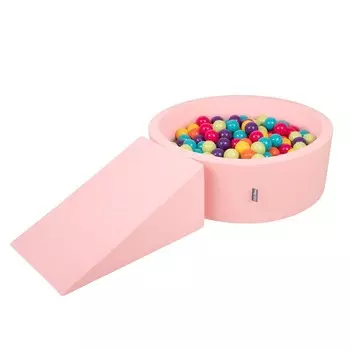 KiddyMoon Игровая площадка пенопластовая ППЗП-ОК30Д-112 с шариками розовый: светло-зеленый-желтый-бирюзовый-оранжево-темно-розовый-фиолетовый для бассейна 200/клин Л