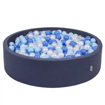 KiddyMoon Сухой круглый бассейн с шариками 7см 120х30 темно-синий: беби-сине-жемчужный 120х30/200 шариков Игрушечный пенопластовый бассейн