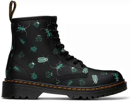 Kids Black 1460 Glow In The Dark Bugs Ботинки для больших детей Dr. Martens