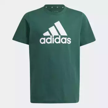 Kids' Essentials Хлопковая футболка Adidas с большим логотипом, зеленый