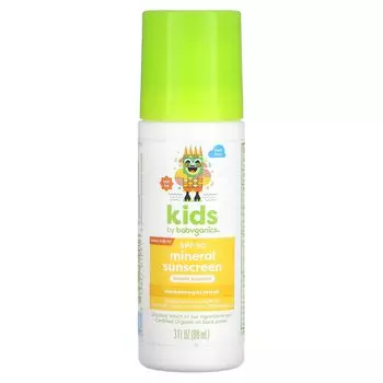 Kids, Минеральный солнцезащитный крем, SPF 50, полностью тропический, 3 жидких унции (88 мл) Babyganics