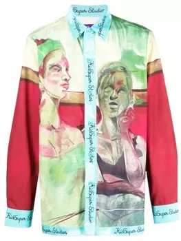 KidSuper куртка-рубашка с графичным принтом, зеленый