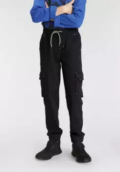 KIDSWORLD брюки-карго "удобный вариант без застежки" для мальчиков, черный