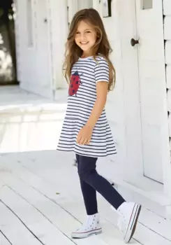 KIDSWORLD длинная рубашка и леггинсы с милым мотивом божьей коровки, синий