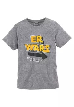 KIDSWORLD Футболка "HE WARS" с надписью, цвет Grau-Meliert