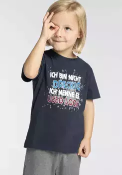 KIDSWORLD Футболка "I'M NOT DIRTY" с надписью для маленьких мальчиков, синий