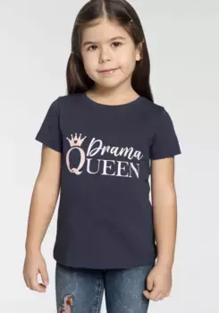 KIDSWORLD Футболка "рубашка с надписью для маленьких девочек", DRAMA QUEEN, цвет морской волны