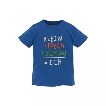 KIDSWORLD Футболка «С надписью: SMALL+FRECH+SCHLAU...», короткий рукав, базового кроя, с принтом, круглый вырез, цвет royalblau