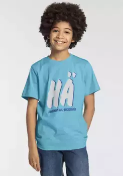 KIDSWORLD Футболка "ВОПРОСНОЕ СЛОВО С 2 БУКВАМИ", рубашка с надписью для мальчиков, бирюзовый