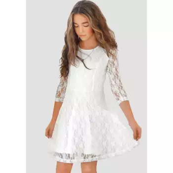 KIDSWORLD кружевное платье с рукавами 3/4, цвет Natur