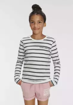 KIDSWORLD рубашка с длинными рукавами "Будущее начинается сейчас!", цвет Geringelt