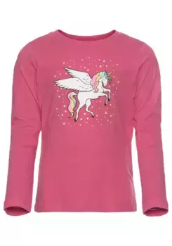 KIDSWORLD рубашка с длинными рукавами "для маленьких девочек" с милым принтом единорога, розовый