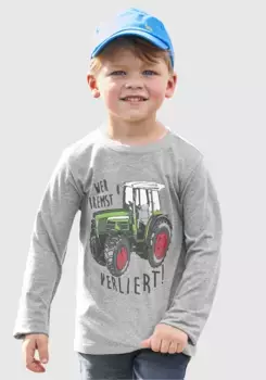 KIDSWORLD рубашка с длинными рукавами "КТО ТОРМОЗИТ, ПРОИГРАЕТ!", с надписью, цвет Grau-Meliert