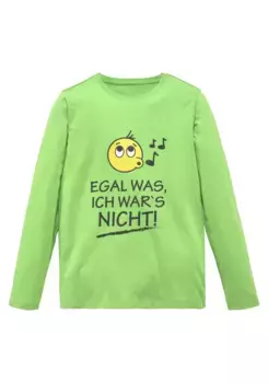 KIDSWORLD рубашка с длинными рукавами "НЕ ВАЖНО ЧТО, ЭТО БЫЛ НЕ Я!", с надписью, зеленый