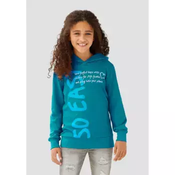 KIDSWORLD рубашка с капюшоном "SO EASY - Print", удлиненная форма, цвет Petrol