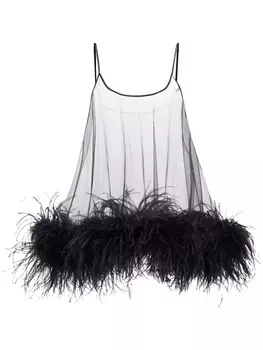 Kiki de Montparnasse платье мини Dita с перьями, черный