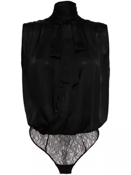 Kiki de Montparnasse шелковое боди с перекрестными бретелями, черный