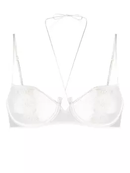 Kiki de Montparnasse шелковый бюстгальтер-балконет с вырезом халтер, белый