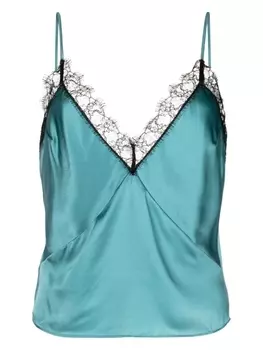 Kiki de Montparnasse шелковый топ без рукавов с кружевом, синий