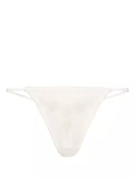 Kiki de Montparnasse трусы-стринги Chouchou с цветочной аппликацией, белый