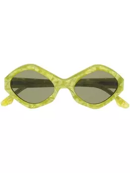 Kiko Kostadinov солнцезащитные очки в геометричной оправе, зеленый
