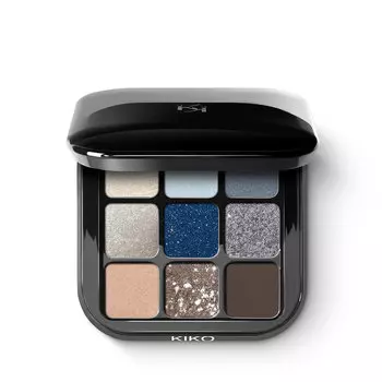 KIKO Milano, Glamour Multi Finish Eyeshadow Palette, Палитра из 9 теней для век с разными финишами, 05 Blue Variations