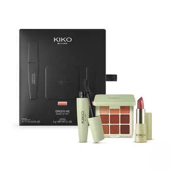 KIKO Milano Набор Green Me Make Up Set палетка из 9 теней для век 102 9г + тушь для экстремального объема 11мл + матовая помада 102 4г