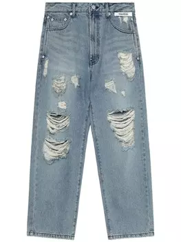 Kimhekim джинсы прямого кроя с прорезями, синий