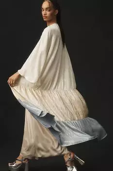 Кимоно Anthropologie плиссированное, бежевый