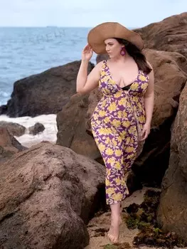 Кимоно больших размеров, цветочный узор, завязывается спереди, без рукавов Shein, мультиколор