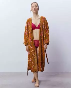 Кимоно цветы Sfera, горчичный