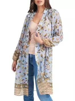 Кимоно Daniel Rainn с открытым передом и цветочным принтом, голубой