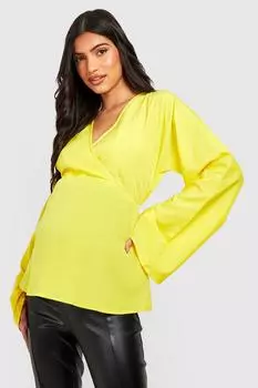 Кимоно для беременных, блузка с запахом и рукавами Boohoo, шартрез
