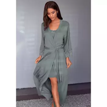 Кимоно LASCANA с элегантными кружевными деталями, цвет Petrol