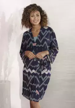 Кимоно LASCANA с графичным зигзагообразным узором, синий