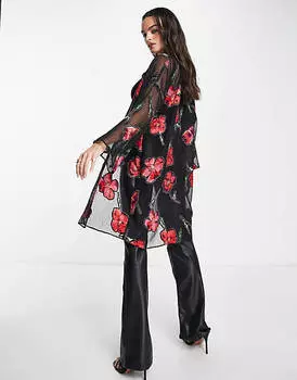 Кимоно премиум-класса с цветочным принтом ASOS DESIGN